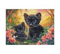 Night Starry Black Cat Puzzle 500 Pezzi Giochi Da Tavolo Per Serate Divertimento in Gruppo Rilassamento E Convivialità Regalo Per Amici 500 PCS