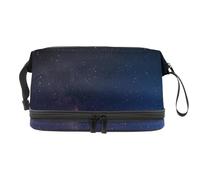 Night Stars Tree Man, borsa per cosmetici a doppio strato, per donne e ragazze, trousse da viaggio per trucchi, pratica borsa organizer con scomparto per pennelli, Multi, 27x15x14 cm/10.6x5.9x5.5 in,
