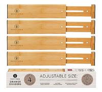Night Tree Divisori espandibili per cassetti in bambù, organizer a molla in legno per vestiti, utensili da cucina, bagno e cassetti da comò (da 36,8 cm a 41,9 cm)
