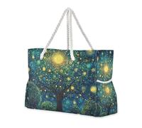 Night under Blue Stars Moon Borsa da spiaggia da viaggio a prova di sabbia con cerniera per tutti i giorni borse da donna per piscina palestra drogheria viaggi