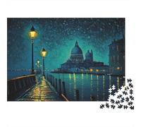 Night Venice Canal Puzzle Da 1000 Pezzi Night Water City in Cartone Spessore Per Bambini 12+ Educativo Tempo Libero Decorazione Regalo Non Deformabile 52x38cm/1000pcs