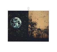 Night Woods - Tappetino scolapiatti in microfibra, di grandi dimensioni, 45,7 x 61 cm, tappetino scolapiatti da cucina (nero/rosso/blu)