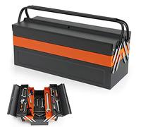 Nightcore - Cassetta degli attrezzi in metallo, 68,6 x 53,3 x 21,6 cm, a sbalzo, con 3 ripiani pieghevoli, organizer portatile pieghevole per attrezzi con lucchetto, 68,6 x 53,3 x 21,6 cm