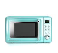 Nightcore Countert - Forno a microonde retrò, grande 0,7 piedi cubi, 700 watt, piano in acciaio laminato a freddo con regolazione del tempo, piastra girevole in vetro, cucina preprogrammata, 18