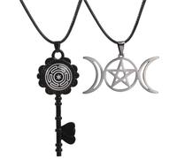 NIGHTCRUZ 2 collane da strega, ciondolo a forma di dea con tripla luna, collana con ruota di ecate