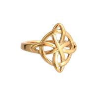 NIGHTCRUZ Anello con nodo da strega, in acciaio inox, con nodo da strega, gioiello celtico da donna, colore oro, Acciaio inossidabile, Nessuna pietra preziosa