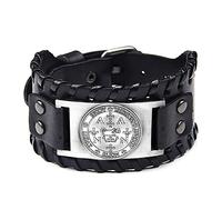 NIGHTCRUZ Bracciale in pelle con sigillo dell'Arcangelo Zadkiel, per talismano, L, pelle, senza pietre preziose