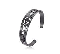 NIGHTCRUZ Bracciale rigido con nodo delle streghe, in acciaio inox, con nodo celtico, gioielli pagani wicca per donne e ragazze, S, acciaio inossidabile, senza pietre preziose