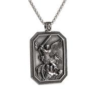 NIGHTCRUZ Collana Arcangelo San Michele, ciondolo patrono cattolico in acciaio inossidabile, medaglia religiosa, amuleto di protezione