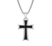 NIGHTCRUZ Collana con ciondolo a forma di croce in acciaio inox, per uomo e donna, in acciaio inossidabile, senza pietre preziose