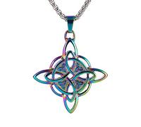 NIGHTCRUZ Collana con nodo delle streghe, ciondolo a forma di nodo celtico con Triquetra Trinity, in acciaio inossidabile, senza pietra preziosa