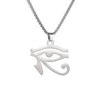 NIGHTCRUZ Collana con occhio di Horus, amuleto geroglifico antico egizio per uomo donna, Large, Acciaio inossidabile, Nessuna pietra preziosa