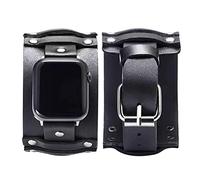 NIGHTCRUZ Compatibile con cinturino in pelle per Apple Watch, largo cinturino vintage in pelle per Apple Watch Series 7/6/5 (nero), 42mm/44mm, Nessuna pietra preziosa