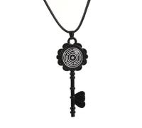 NIGHTCRUZ Hecate - Collana con ciondolo rotondo a forma di chiave a forma di ruota, amuleto per uomo e donna
