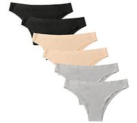 Nightease Donne Brasilian Mutandine Tanga Senza Cuciture in Seta Confezione da 6 Pezzi Invisible No Show Bikini e Slip (Style1, m)