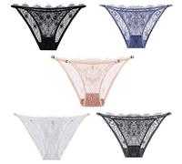 Nightease Mutandine Lingerie Donna String Bikini Slips Pizzo Biancheria Intima Culotte Seta di Ghiaccio (Confezione da 6) (M, Multi2, m)