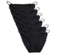 Nightease Mutandine Lingerie Donna String Bikini Slips Pizzo Biancheria Intima Culotte Seta di Ghiaccio (Confezione da 6) (L, 6 Nero)