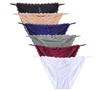 Nightease Mutandine Lingerie Donna String Bikini Slips Pizzo Biancheria Intima Culotte Seta di Ghiaccio (Confezione da 6) (XXL(CN)-Taglia(77.5-81cm), Multi1)