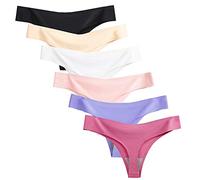 Nightease Tanga da Donna Seta Ghiacciata String Mutande Senza Soluzione di continuità Biancheria Intima da 6 Pacchi (S, Stile1)