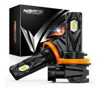 NIGHTEYE H11 LED Headlight Bulb - 1:1 Size Plug and Play H11/H8/H9 Headlight Bulb, 18000LM 6500K Cool White Super Bright, IP68 Waterproof,Pack of 2