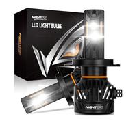 NIGHTEYE H4 LED Headlight Bulbs - 34000LM 6500K White Light, 130W H4 Headlight Bulbs with Fan, Halogen Replacement Bulb,IP68 Waterproof, Pack of 2