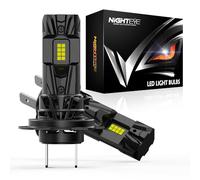 NIGHTEYE H7 LED Headlight Bulb - 600% 25000LM 1:1 Size H7 Headlight Bulb, 6500K Cool White Super Bright, Plug and Play,IP68 Waterproof,Pack of 2