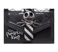 Nightmare Before Christmas Jack Skellington Emblema Borsa/Portamonete a Due Ante con Tasca per Monete, Porta-ID & Porta-Carte, Nero