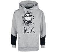 Nightmare Before Christmas Jack Uomo Felpa con Cappuccio Grigio Sport XL