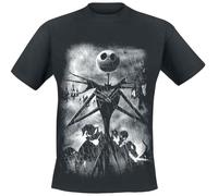 Nightmare Before Christmas Stormy Skies Uomo T-Shirt Nero S 100% Cotone Regular
