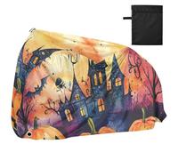 Nightmare Halloween pipistrello lanterna zucca coperture impermeabili per bici con fori di bloccaggio Indoor Outdoor Storage Exercise Bike Cover Adatto per la maggior parte dei fondi impermeabile para