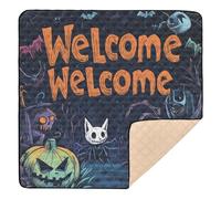 Nightmare - Tappetino da gioco per bambini con scritta "Happy Welcome", morbido, imbottito, per interni ed esterni, impermeabile, per bambini, 127 x 127 cm