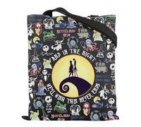 Nightmare Tote Bag Jack Sally Borsa per la spesa riutilizzabile Borsa per la spesa Regalo per Halloween Festa di Halloween Borsa a tracolla da incubo, Borsa Never End, 35*40cm