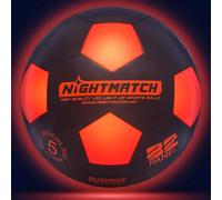 NIGHTMATCH Impermeabile Pallone da Calcio Luminoso - Divertimento Notturn - Pallone da Calcio Taglia 5 con Pompa e 6 Batterie Extra - Ideale per Grandi e Piccini - 2 LED Attivati con Sensore