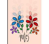 Nightowl Doodles Cute Soft Cover, College Ruled Notebook with Red, Orange, Blue and Purple Flowers that Fade Out into the Background