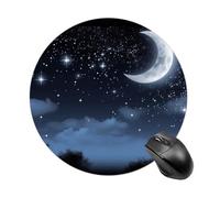 Nightsky - Tappetino per mouse per computer, con luna sospesa, rotondo, con base in gomma antiscivolo, impermeabile, per laptop, ufficio, casa, 19 x 20 cm
