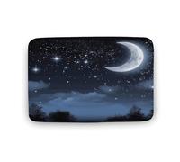 Nightsky - Zerbino da appendere con luna, in velluto di corallo, morbido, spesso, per gattonare, per camera da letto, soggiorno, antiscivolo, assorbente, lavabile in lavatrice, 40 x 60 cm