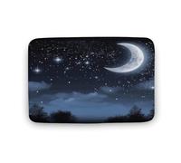 Nightsky - Zerbino in velluto di corallo con luna appesa, morbido, spesso, per gattonare, per camera da letto, soggiorno, antiscivolo, assorbente, lavabile in lavatrice, 50 x 80 cm
