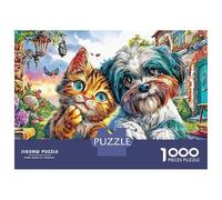 Nighttime Friends Puzzle 1000 Pezzi Cats & Dog in Cozy Nook Puzzle Di Alta Qualità in Cartone Ecologico, Relax E Concentrazione Per Adulti E Bambini 38x26cm/1000pcs
