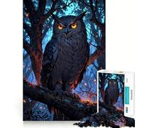 Nightwatcher︰ Il gufo mistico Puzzle da 1000 pezzi per adolescenti Giocattolo che stimola la logica Antistress Bordo di qualità Articolo ideale per i desideri di Babbo Natale (38x52cm)