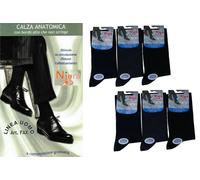 NIGRA. 6 Paia Calzini FAX. Calza corta ANATOMICA Uomo. Filo scozia elasticizzato