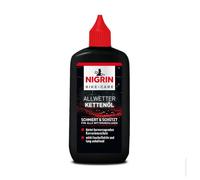 NIGRIN BIKE-CARE olio per catene per tutte le stagioni, flacone da 100 ml, riduce l'attrito, rende le catene di biciclette più scorrevoli