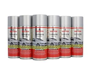 NIGRIN Vernice spray, 6 x 400 ml, vernice per auto argento, protegge cerchioni e carrozzeria dalla ruggine, ad asciugatura rapida