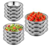 NihaoWXM Piatti in Acciaio Inossidabile inox 12 pezzi di ciotole for la preparazione con bordo piatto in acciaio inossidabile, forma rotonda e profonda, for cucina casa del ristorante