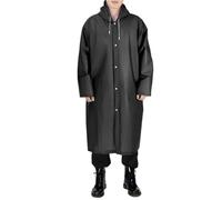 NihaoWXM Poncho Impermeabile Impermeabile Monopezzo Antivento con Cappuccio Nero for Adulti Lungo da Viaggio Leggero in Eva Addensato(Black2,XL)