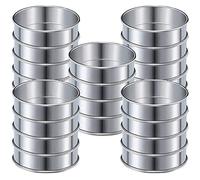 Nihcora Anelli per Focaccine con per Muffin da 4 Pollici, Set di 20 Anelli per Muffin nel Acciaio Inossidabile Stampi Anelli per Crostate Un Doppio Rotolo Tondo per Crostate