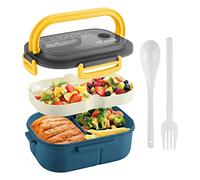 Nihcora Bento Box Portapranzo per Adulti, Porta Pranzo Un Doppio Strato da 1200 ML con Cucchiaio e Forchetta Contenitori per Alimenti Ad Alta capacità, Un Prova di Perdite