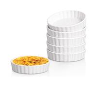 Nihcora Stampi per Creme Brulée da 5 Oz, Tondini Rotondi Scanalati per Quiche, Teglie per Crostate, Stampini Adatti al Forno per Cuocere al Forno, Souffle, Confezione da 6 Stampini