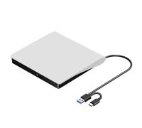Nihcora unità CD Dvd +/-RW Esterna, USB 3.0 e USB-C Masterizzatore Portatile CD e Dvd Rom Lettore, Scrittore, Riscrittore, unità Disco Durevole, Facile da Usare, Bianco