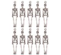 NIHENHAO 10x Ciondoli di Halloween Scheletro Argento Antico per Collane Orecchini Creazione di Gioielli con Ciondolo Teschio Accessori Lega