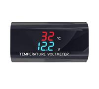 NIHENHAO 2 in 1 Auto Moto Impermeabile per Voltmetro 12V Termometro Display da 028 Pollici Misuratore di Tensione e Temperatura Monito Guscio in plastica